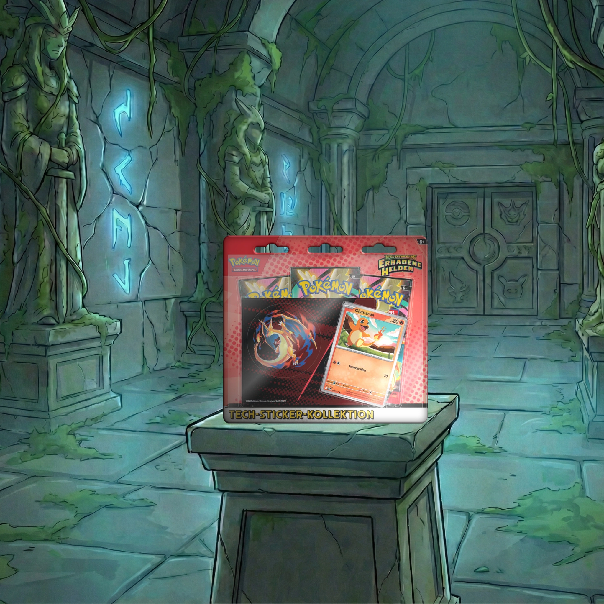 Pokemon Tech Sticker Kollektion: Mega Entwicklung - Erhabene Helden (Glumanda)